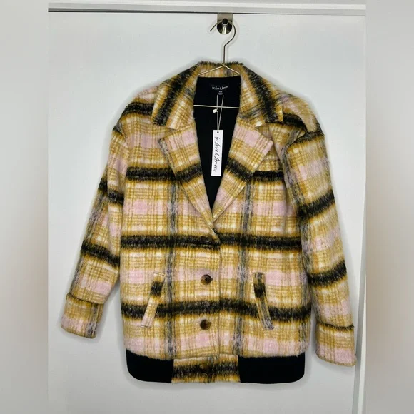 For Love & Lemons Rachel Jacket XXS NWT – Fuzzy Plaid Fall Layer - Picture 2 of 7